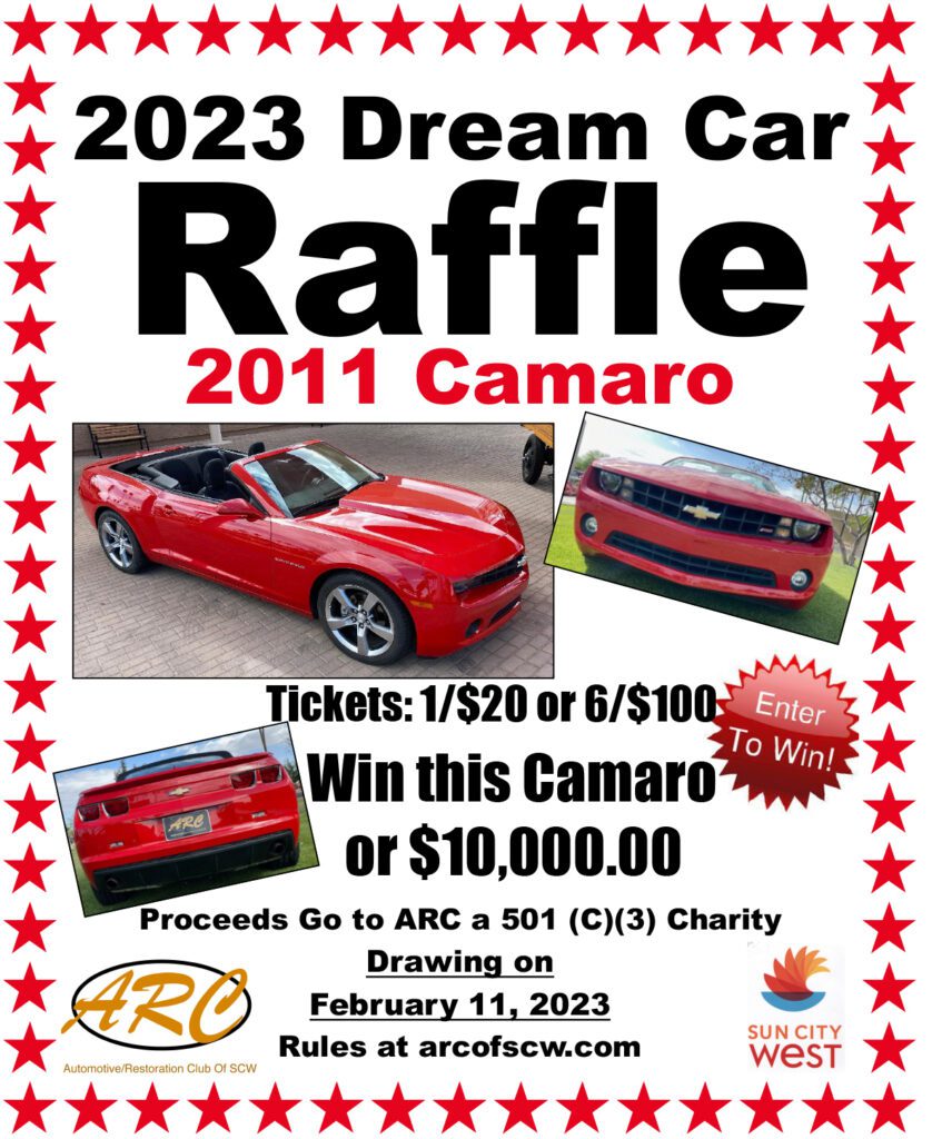 2023 Dream Car Raffle: 2011 Camaro poster